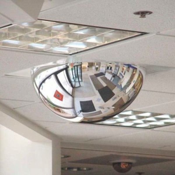 Safety Security Products Co T-Bar Full Dome Acrylic Mirror, Indoor, 22in Dia. W/2'x2' Panel, 360 Viewing Angle H144225